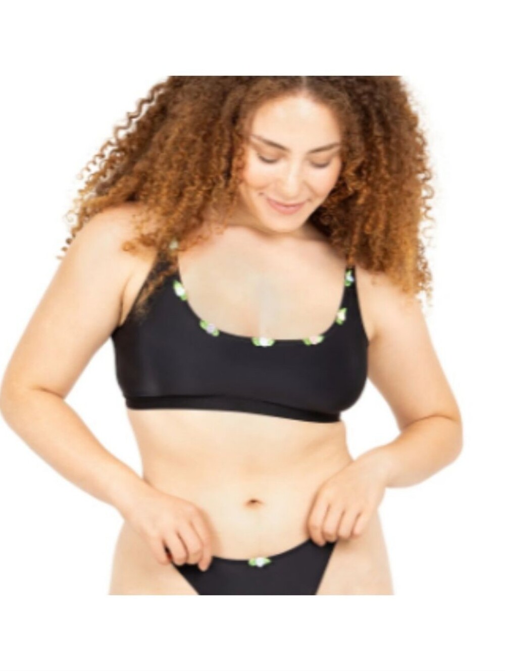 Bundle / 2 Pack Black Floral Trim Bralette Parade Mesh Scoop Bralette String Set